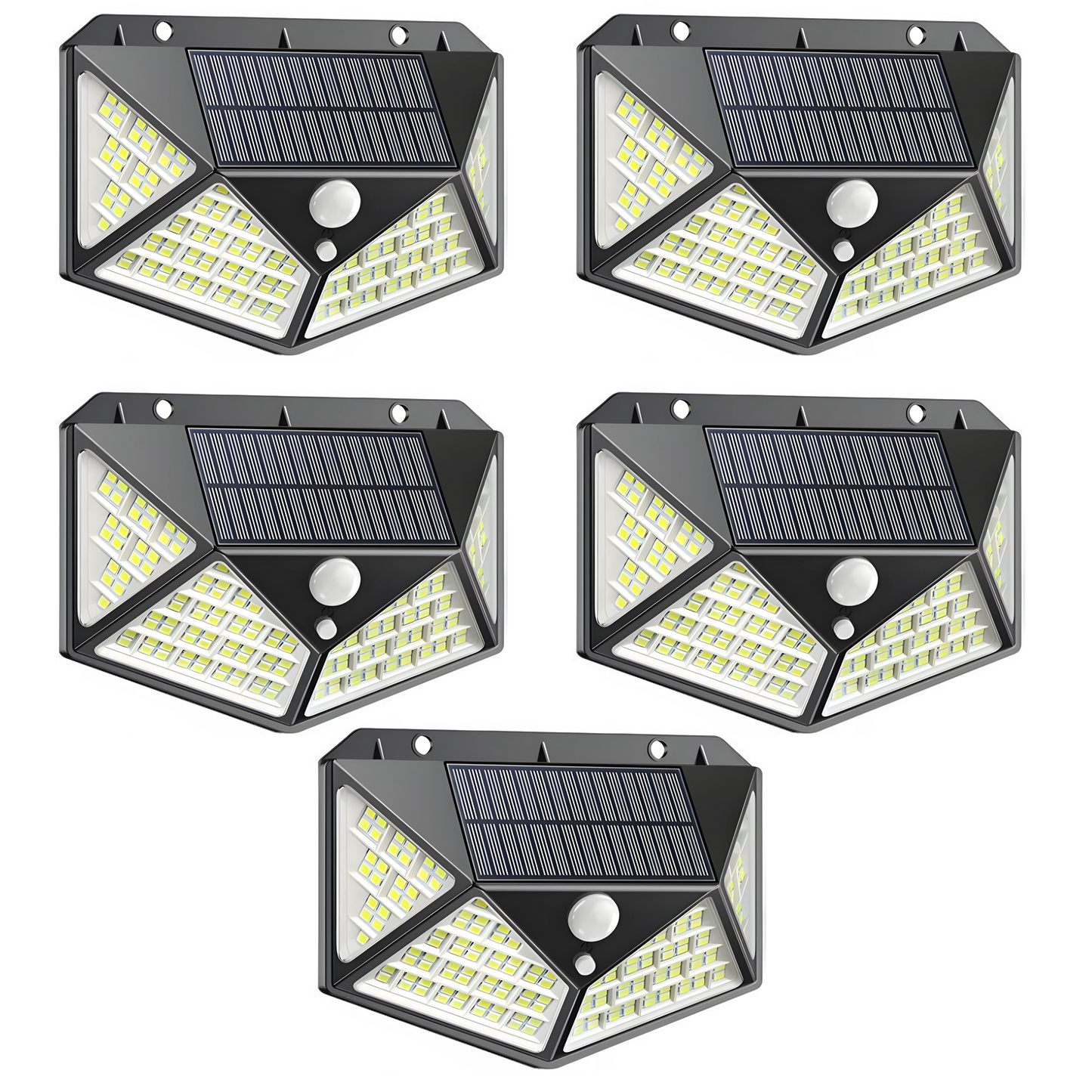 Set 6 x LămpiSolare 222 LED cu SenzorDeMișcare, IluminarePuternică, PanouSolar și BaterieReîncărcabilă - Energie Verde, Rezistent la Apă