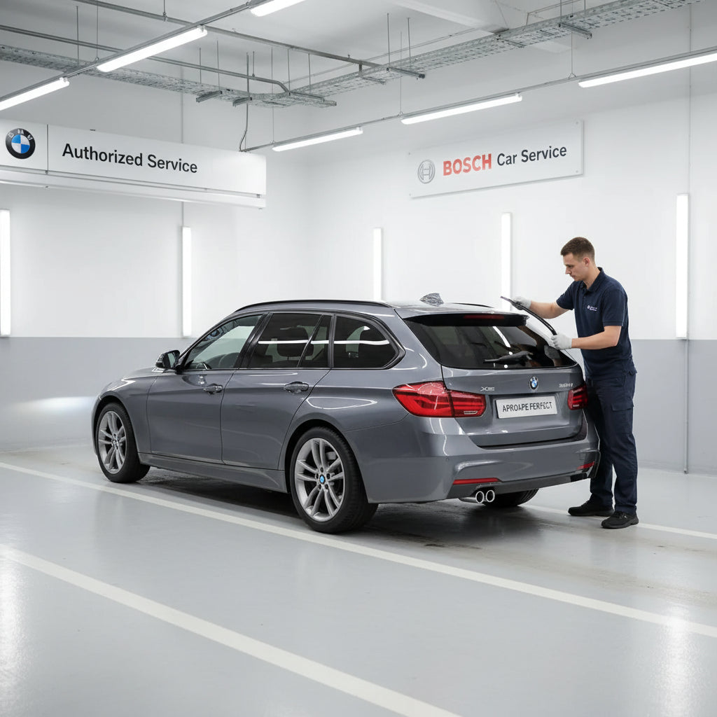 BMW 3-as sorozatú Touring (F31) hátsó ablaktörlő csere Bosch Aerotwin hátsó A281H ablaktörlővel