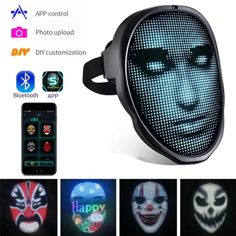 Masca LED Inteligentă pentru Carnaval cu Control Bluetooth