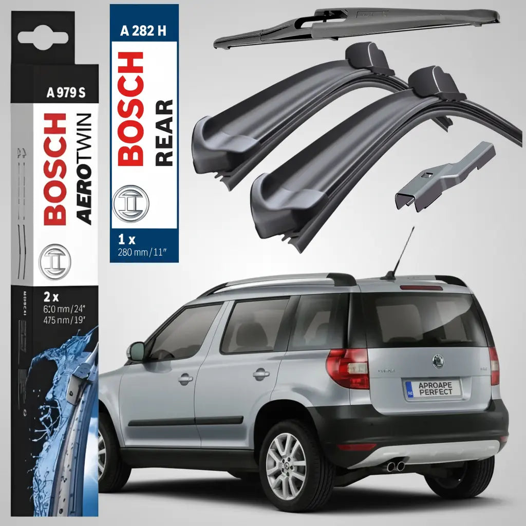 Set Complet Ștergătoare față + lunetă pentru Skoda Yeti (5L) 2009-2017 | Bosch Aerotwin A979S + A282H
