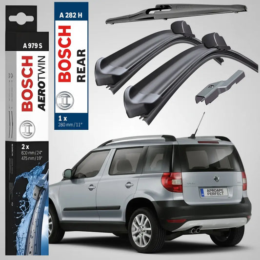 Set Complet Ștergătoare față + lunetă pentru Skoda Yeti (5L) 2009-2017 | Bosch Aerotwin A979S + A282H