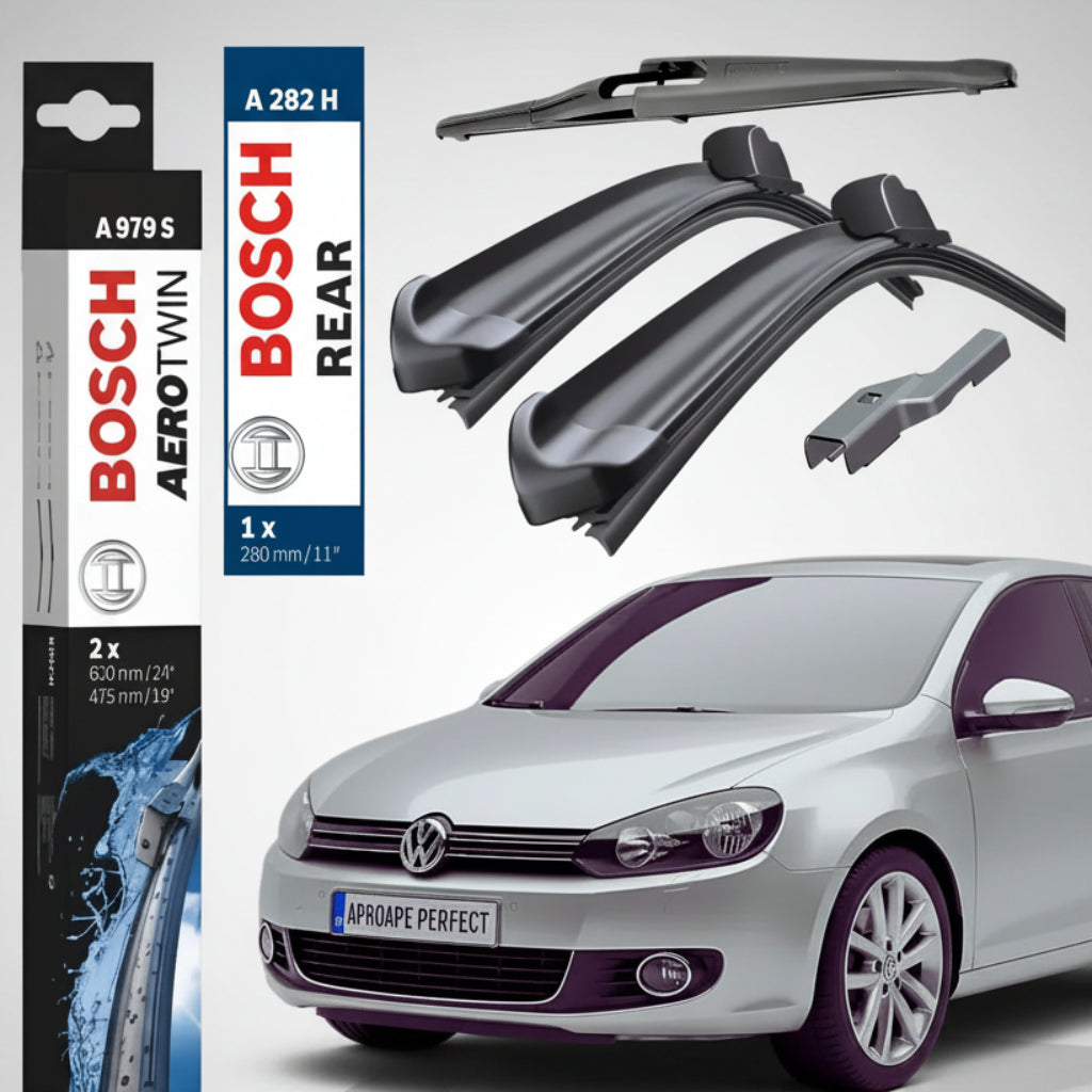 Set Complet Ștergătoare față + lunetă pentru VW Golf VI (5K1) 2008-2013 | Bosch Aerotwin A979S + A282H