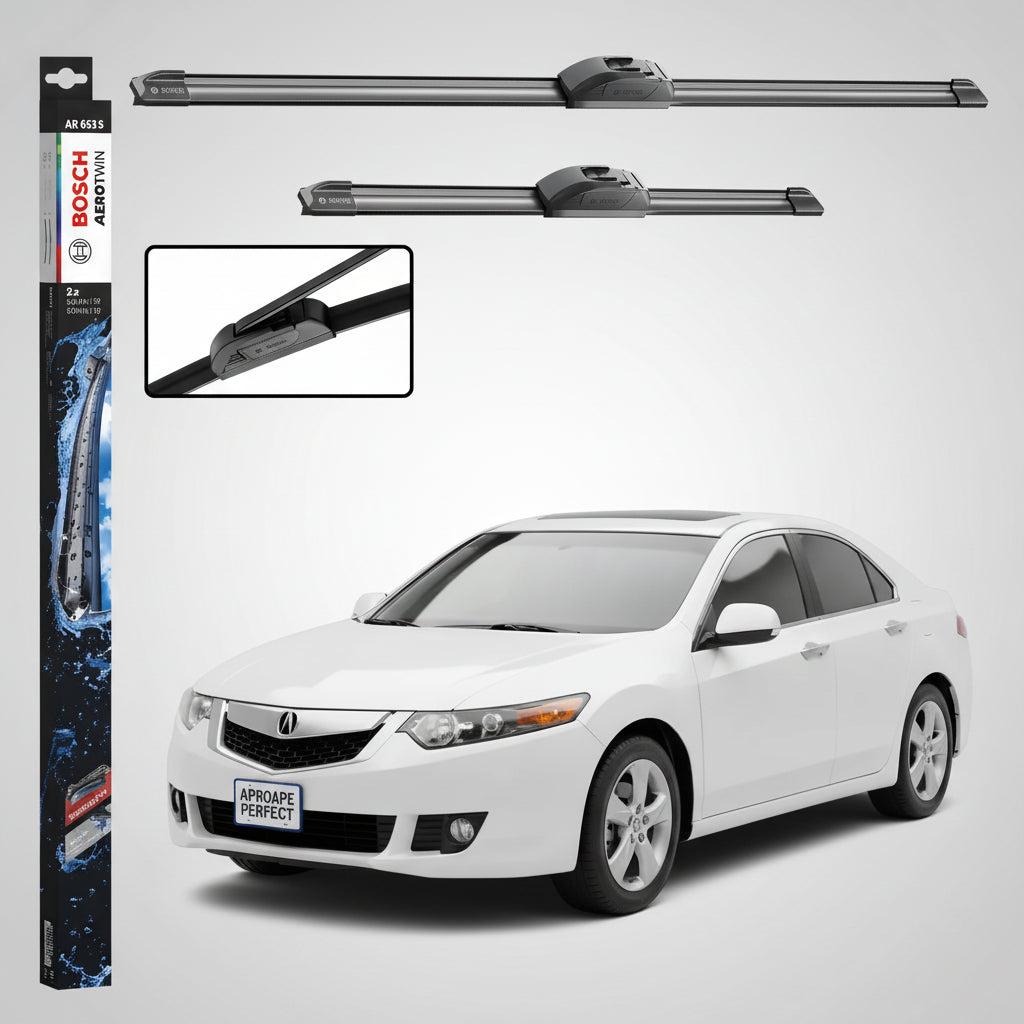 Set 2 Ștergătoare Parbriz Bosch Aerotwin Retrofit AR653S pentru Acura TSX CL (2003–2008) – 650 mm + 400 mm | Prindere Tip Cârlig (J-Hook)