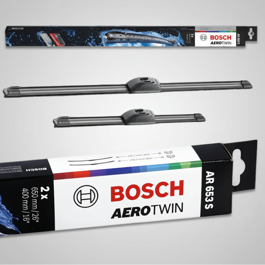 Set 2 Ștergătoare Parbriz Bosch Aerotwin Retrofit AR653S – 650 mm + 400 mm | Prindere Tip Cârlig (J-Hook)