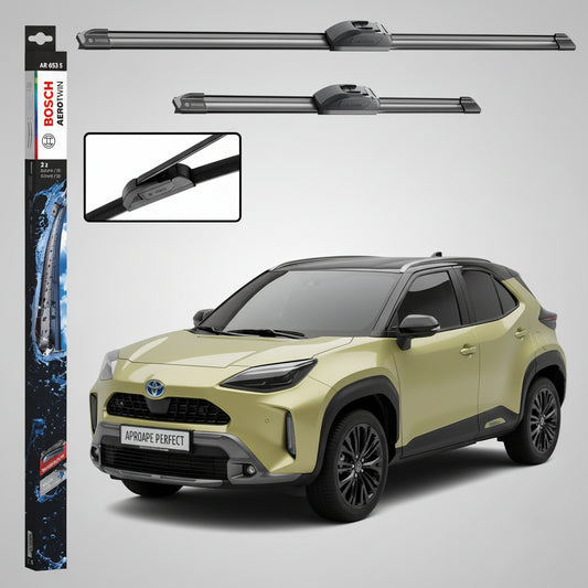 Set 2 Ștergătoare Parbriz Bosch Aerotwin Retrofit AR653S pentru Toyota Yaris Cross (2020–Prezent) – 650 mm + 400 mm | Prindere Tip Cârlig (J-Hook)