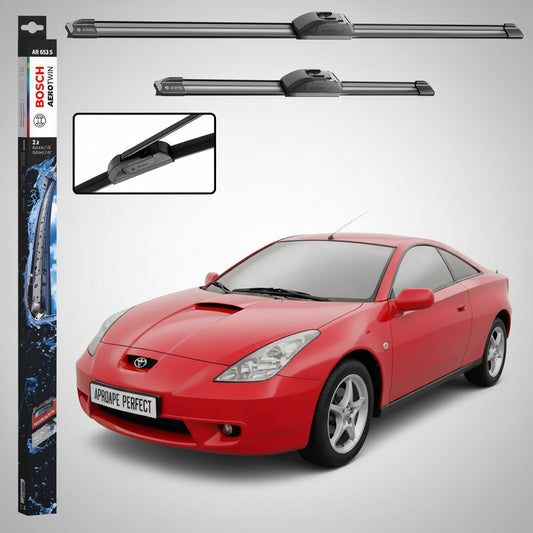 Set 2 Ștergătoare Parbriz Bosch Aerotwin Retrofit AR653S pentru Toyota Celica T23 (1999–2005) – 650 mm + 400 mm | Prindere Tip Cârlig (J-Hook)