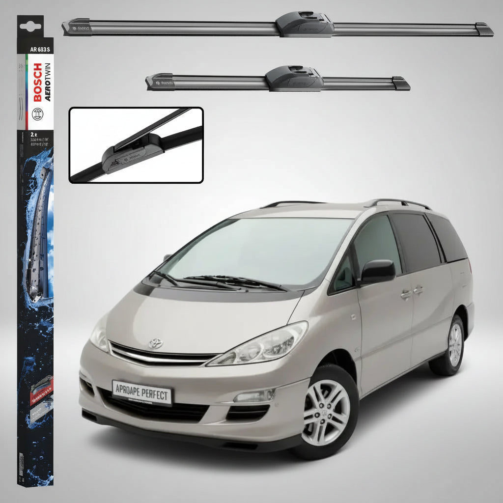 2 darabos Bosch Aerotwin AR653S ablaktörlő készlet Toyota Previa III R2-höz (2005-től napjainkig) – 650 mm + 400 mm | J-kampós rögzítés