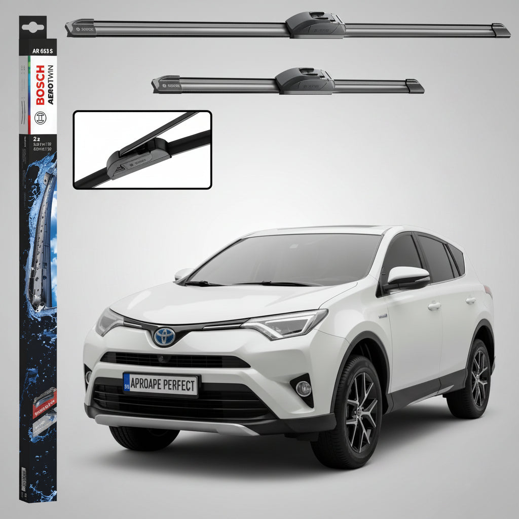 Set 2 Ștergătoare Parbriz Bosch Aerotwin Retrofit AR653S pentru Toyota RAV4 IV (2012–2018) – 650 mm + 400 mm | Prindere Tip Cârlig (J-Hook)