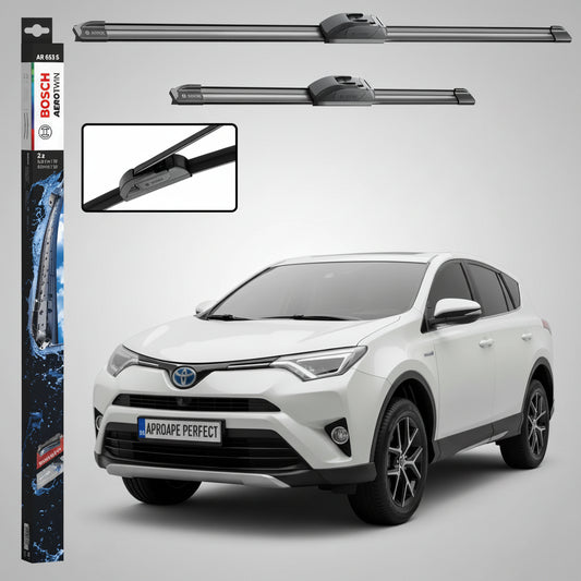 Set 2 Ștergătoare Parbriz Bosch Aerotwin Retrofit AR653S pentru Toyota RAV4 IV (2012–2018) – 650 mm + 400 mm | Prindere Tip Cârlig (J-Hook)