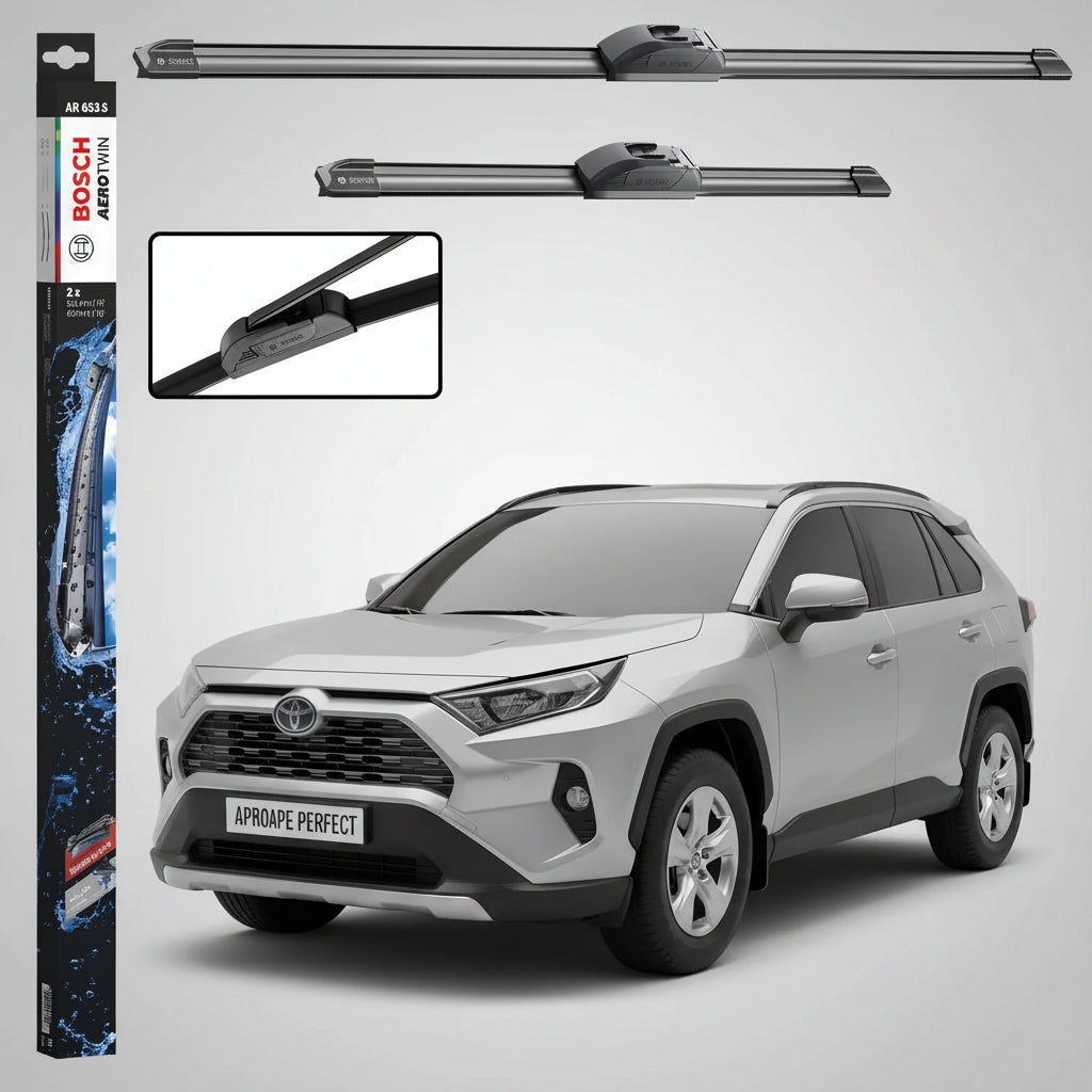 Set 2 Ștergătoare Parbriz Bosch Aerotwin Retrofit AR653S pentru Toyota RAV4 V (2018–Prezent) – 650 mm + 400 mm | Prindere Tip Cârlig (J-Hook)