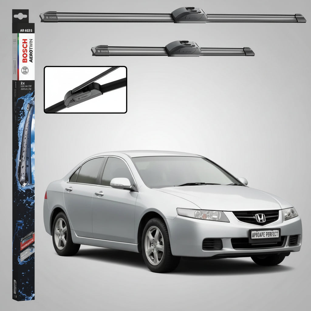 Set 2 Ștergătoare Parbriz Bosch Aerotwin Retrofit AR653S pentru Honda Accord VII (2003–2008) – 650 mm + 400 mm | Prindere Tip Cârlig (J-Hook)