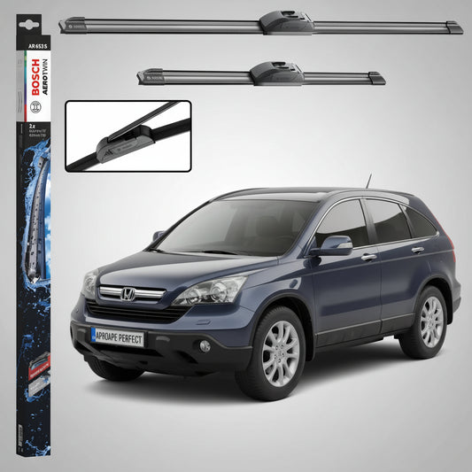 Set 2 Ștergătoare Parbriz Bosch Aerotwin Retrofit AR653S pentru Honda CR-V III RE (2006–2012) – 650 mm + 400 mm | Prindere Tip Cârlig (J-Hook)