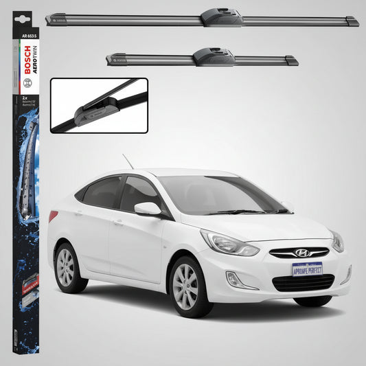 Set 2 Ștergătoare Parbriz Bosch Aerotwin Retrofit AR653S pentru Hyundai Accent IV RB (2010–2017) – 650 mm + 400 mm | Prindere Tip Cârlig (J-Hook)