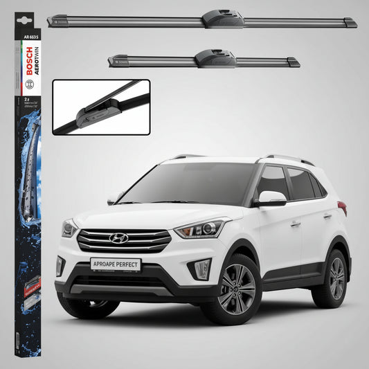 Set 2 Ștergătoare Parbriz Bosch Aerotwin Retrofit AR653S pentru Hyundai Creta I GS (2016–2021) – 650 mm + 400 mm | Prindere Tip Cârlig (J-Hook)