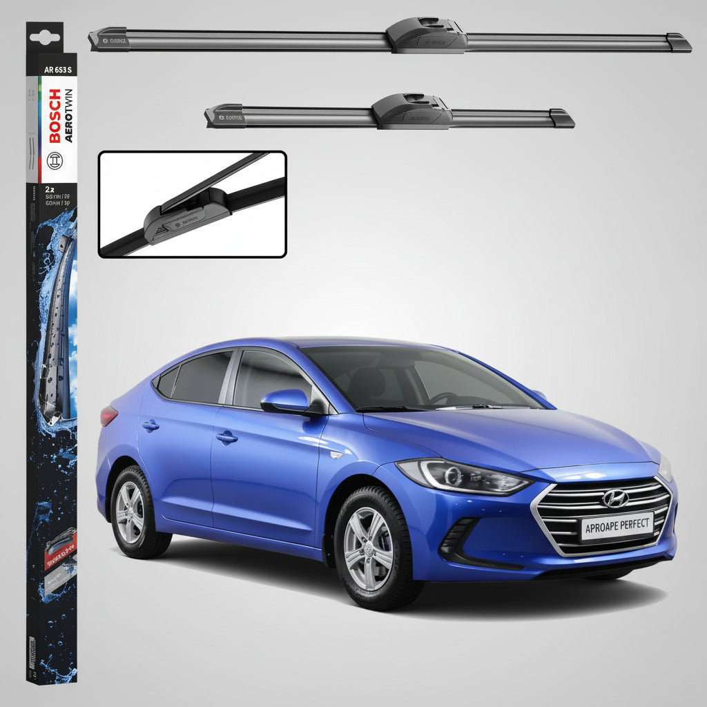Set 2 Ștergătoare Parbriz Bosch Aerotwin Retrofit AR653S pentru Hyundai Elantra VI AD (2015–2020) – 650 mm + 400 mm | Prindere Tip Cârlig (J-Hook)