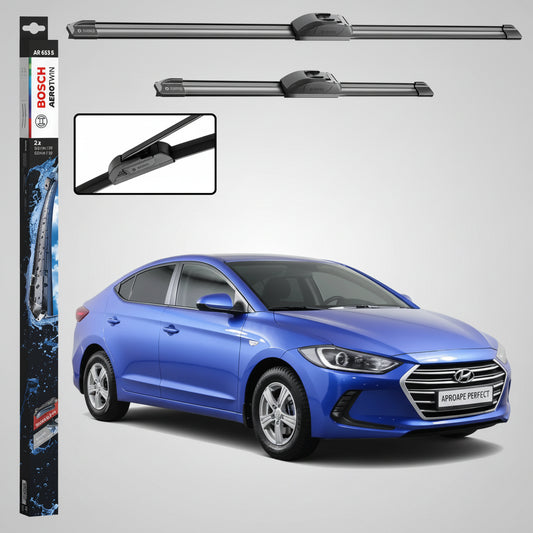 Set 2 Ștergătoare Parbriz Bosch Aerotwin Retrofit AR653S pentru Hyundai Elantra VI AD (2015–2020) – 650 mm + 400 mm | Prindere Tip Cârlig (J-Hook)