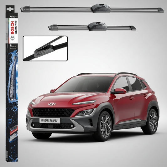 Set 2 Ștergătoare Parbriz Bosch Aerotwin Retrofit AR653S pentru Hyundai Kona OS (2017–2023) – 650 mm + 400 mm | Prindere Tip Cârlig (J-Hook)