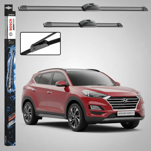 Set 2 Ștergătoare Parbriz Bosch Aerotwin Retrofit AR653S pentru Hyundai Tucson TL (2015–2020) – 650 mm + 400 mm | Prindere Tip Cârlig (J-Hook)