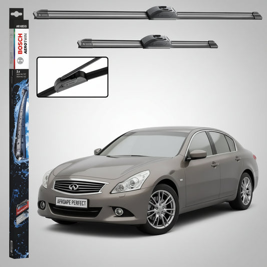 Set 2 Ștergătoare Parbriz Bosch Aerotwin Retrofit AR653S pentru Infiniti G (2007–2013) – 650 mm + 400 mm | Prindere Tip Cârlig (J-Hook)