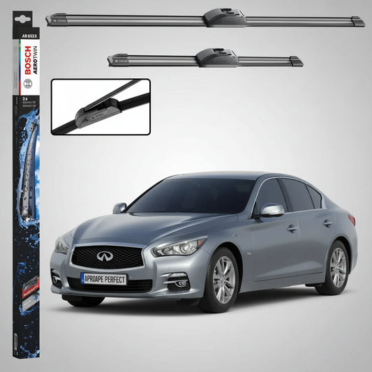 Set 2 Ștergătoare Parbriz Bosch Aerotwin Retrofit AR653S pentru Infiniti Q50 (2013–Prezent) – 650 mm + 400 mm | Prindere Tip Cârlig (J-Hook)