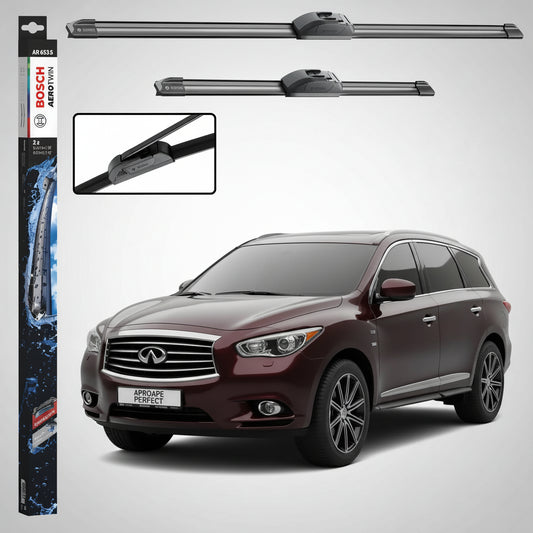 Set 2 Ștergătoare Parbriz Bosch Aerotwin Retrofit AR653S pentru Infiniti QX60 (2012–2021) – 650 mm + 400 mm | Prindere Tip Cârlig (J-Hook)