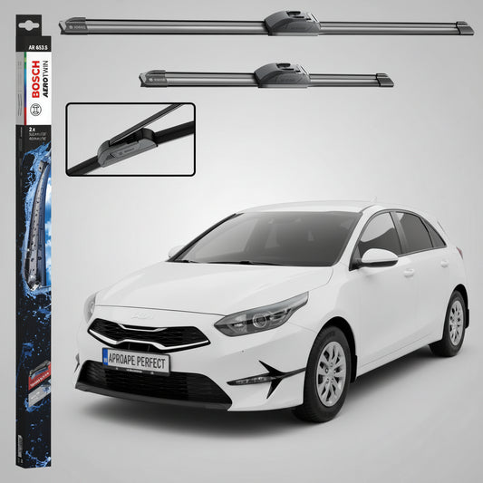 Set 2 Ștergătoare Parbriz Bosch Aerotwin Retrofit AR653S pentru Kia Ceed CD (2018–Prezent) – 650 mm + 400 mm | Prindere Tip Cârlig (J-Hook)