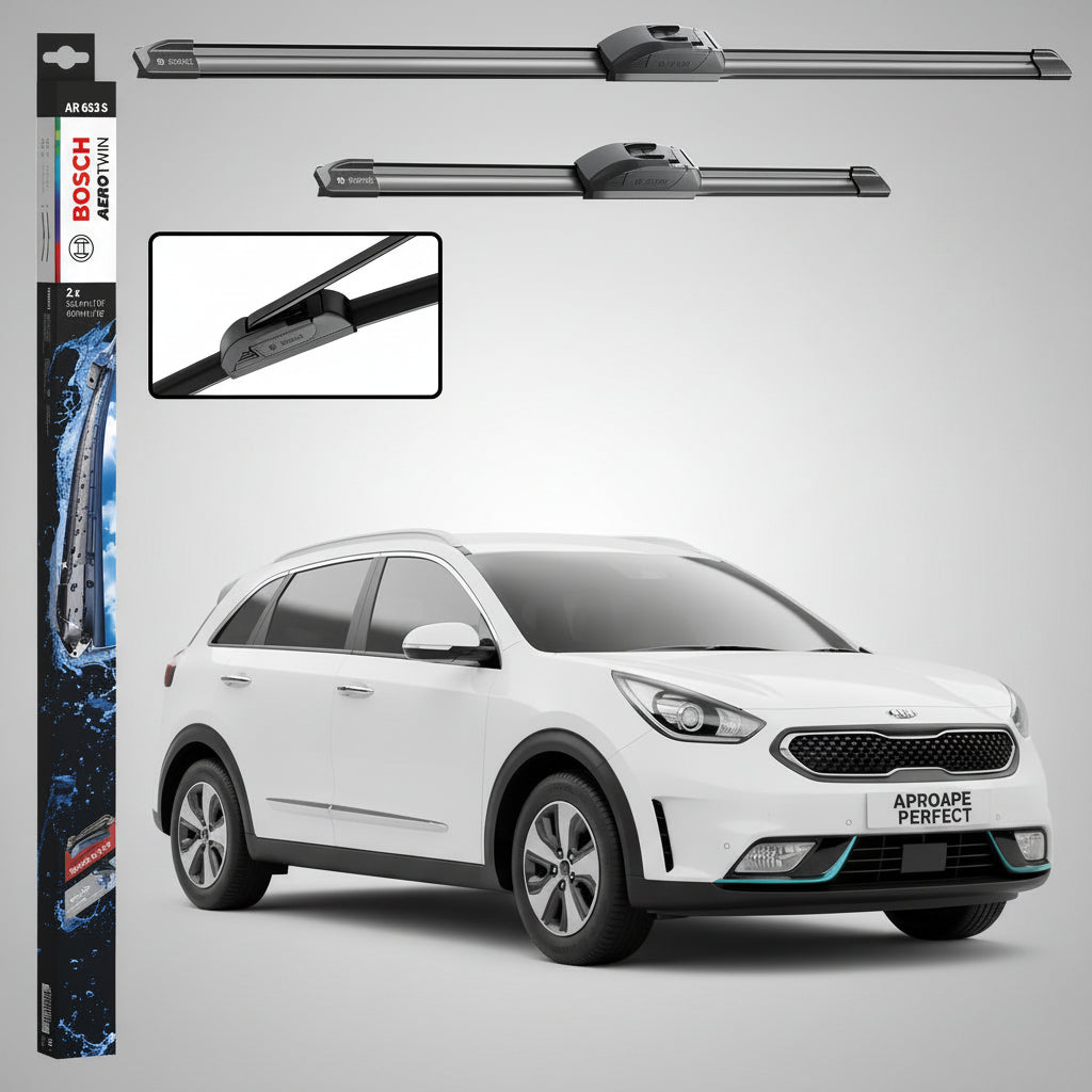 Set 2 Ștergătoare Parbriz Bosch Aerotwin Retrofit AR653S pentru Kia Niro I DE (2016–2022) – 650 mm + 400 mm | Prindere Tip Cârlig (J-Hook)