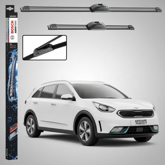 Set 2 Ștergătoare Parbriz Bosch Aerotwin Retrofit AR653S pentru Kia Niro I DE (2016–2022) – 650 mm + 400 mm | Prindere Tip Cârlig (J-Hook)