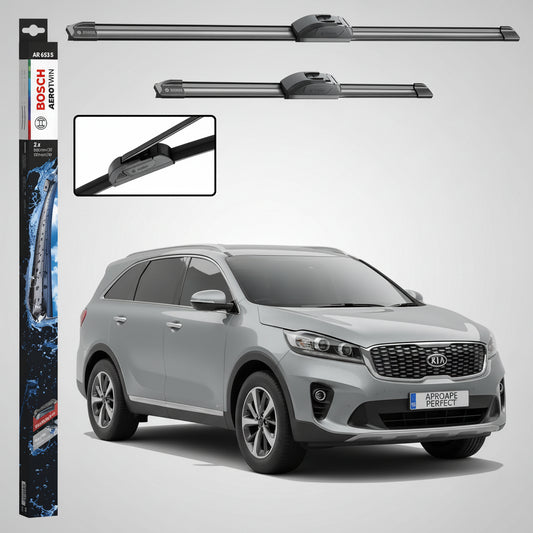 Set 2 Ștergătoare Parbriz Bosch Aerotwin Retrofit AR653S pentru Kia Sorento III UM (2015–2020) – 650 mm + 400 mm | Prindere Tip Cârlig (J-Hook)