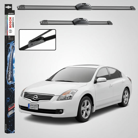 Set 2 Ștergătoare Parbriz Bosch Aerotwin Retrofit AR653S pentru Nissan Altima L31 (2001–2006) – 650 mm + 400 mm | Prindere Tip Cârlig (J-Hook)