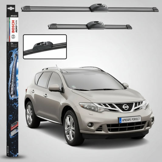 Set 2 Ștergătoare Parbriz Bosch Aerotwin Retrofit AR653S pentru Nissan Murano Z51 (2008–2014) – 650 mm + 400 mm | Prindere Tip Cârlig (J-Hook)