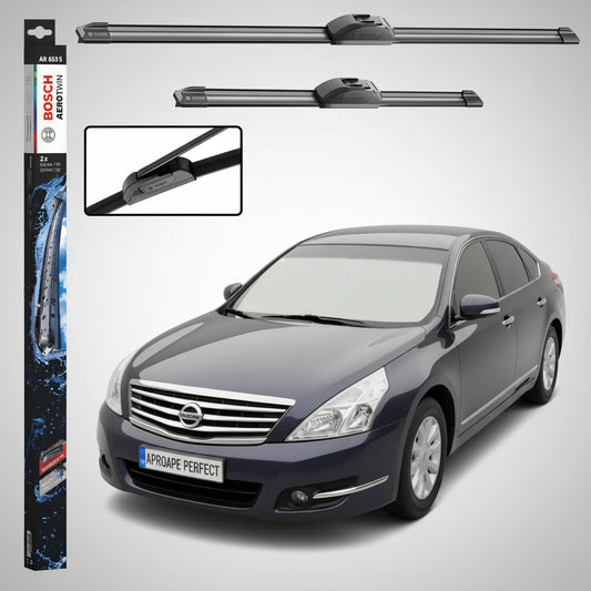 Set 2 Ștergătoare Parbriz Bosch Aerotwin Retrofit AR653S pentru Nissan Teana J32 (2008–2013) – 650 mm + 400 mm | Prindere Tip Cârlig (J-Hook)