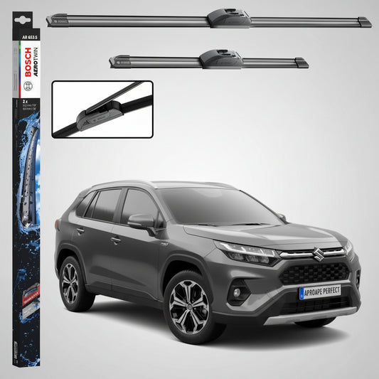 Set 2 Ștergătoare Parbriz Bosch Aerotwin Retrofit AR653S pentru Suzuki Across A5Z (2020–Prezent) – 650 mm + 400 mm | Prindere Tip Cârlig (J-Hook)