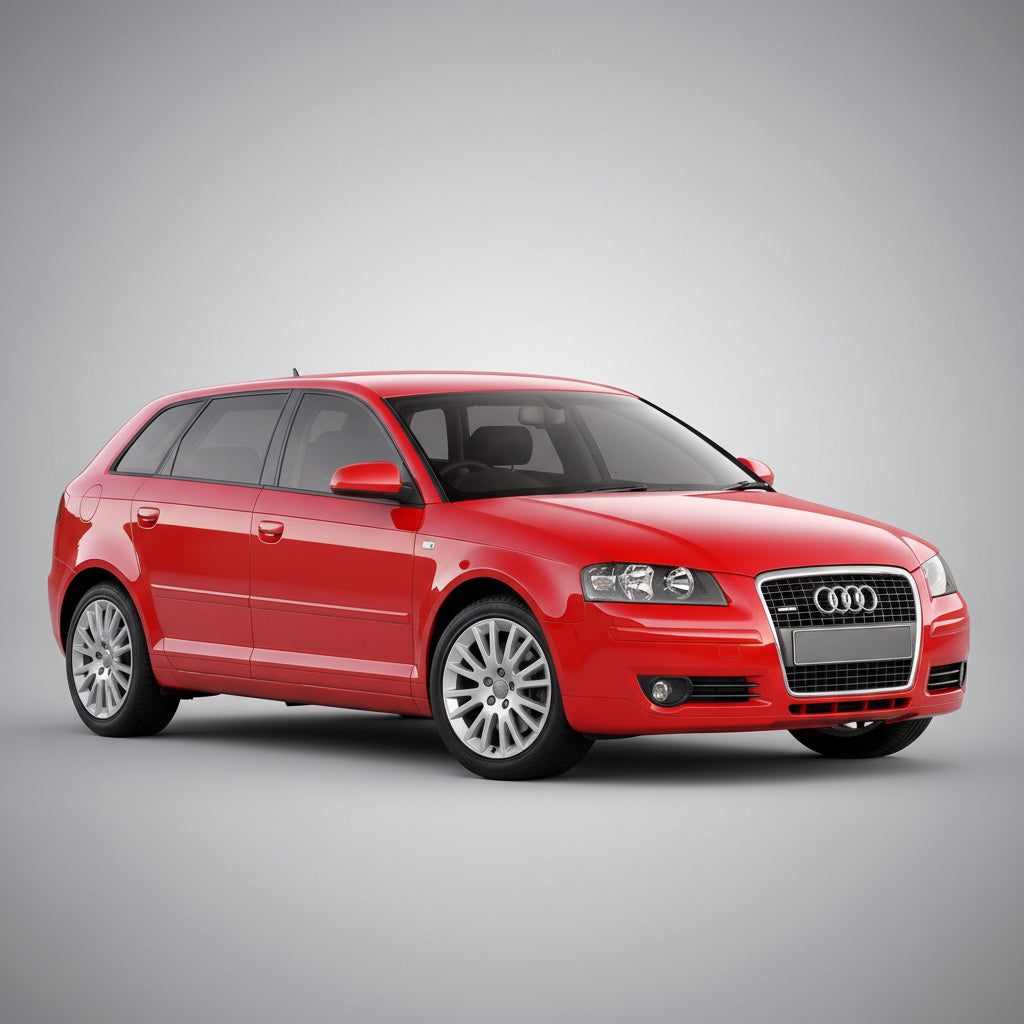 Red Audi car on a gray background