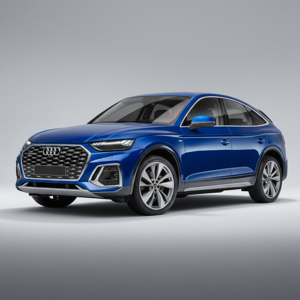 Blue Audi SUV on a gray background