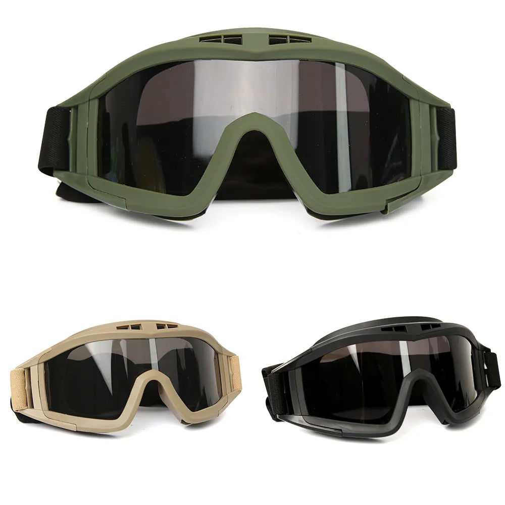 Ochelari Tactici Airsoft cu 3 Lentile - Protecție UV, Rezistenți la Vânt și Praf, pentru Motocros și Alpinism