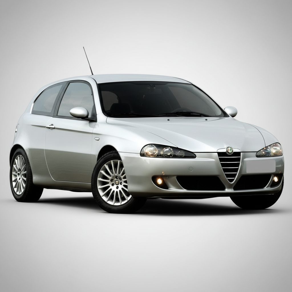 Silver car on a white background