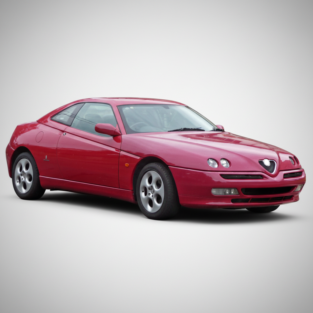 Red Alfa Romeo car on a white background