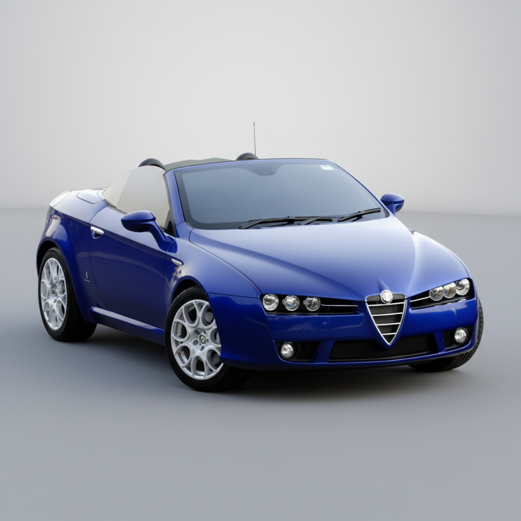 Blue Alfa Romeo Spider on a white background