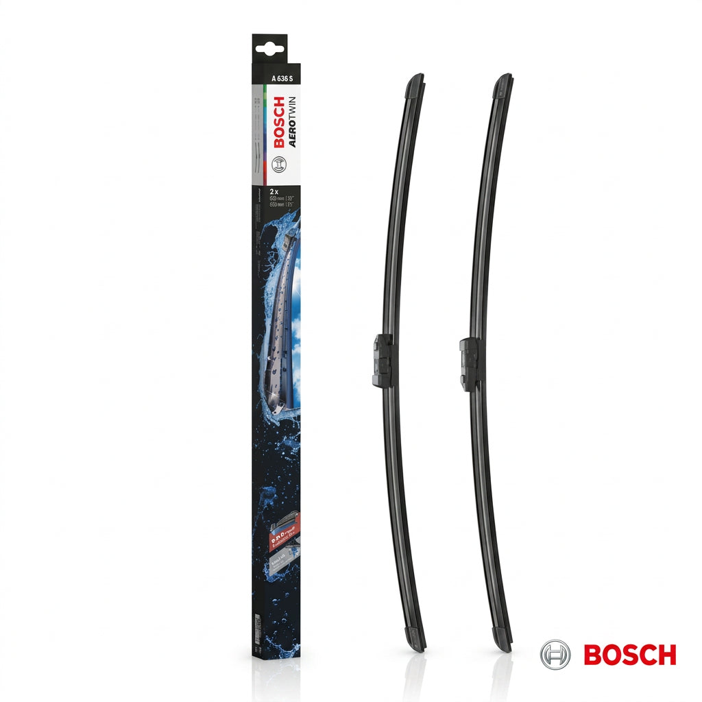Ambalaj Bosch Aerotwin A636S alături de cele două lamele de 650 mm
