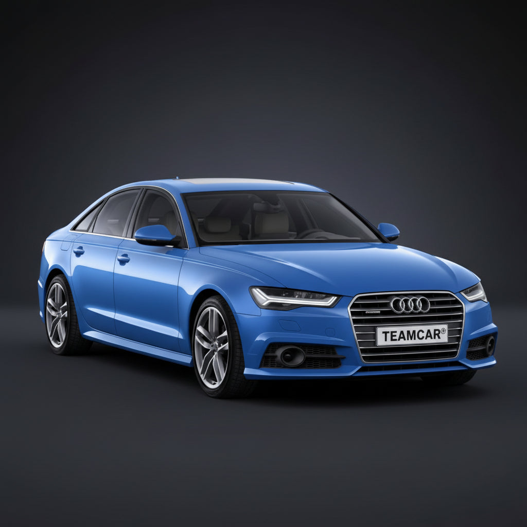 Blue Audi car on a dark gray background