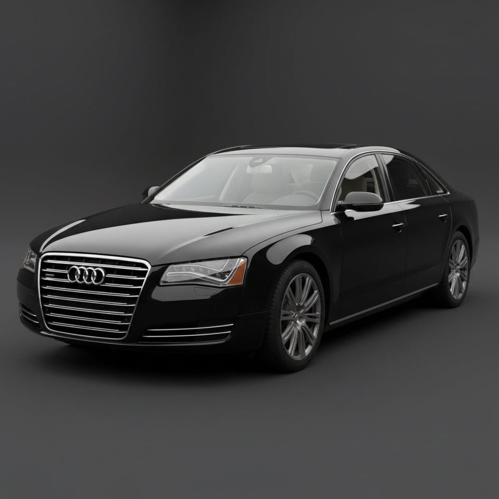 Black Audi car on a dark gray background