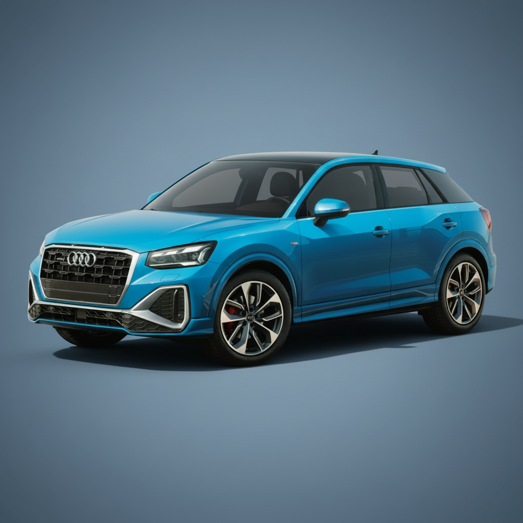 Blue Audi SUV on a white background