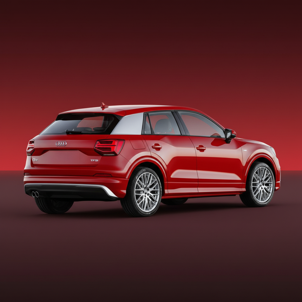 Red Audi SUV shown from a rear three-quarter angle on a white background