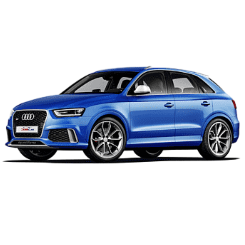 Blue Audi Q3 I (2011–2018) SUV on a white background
