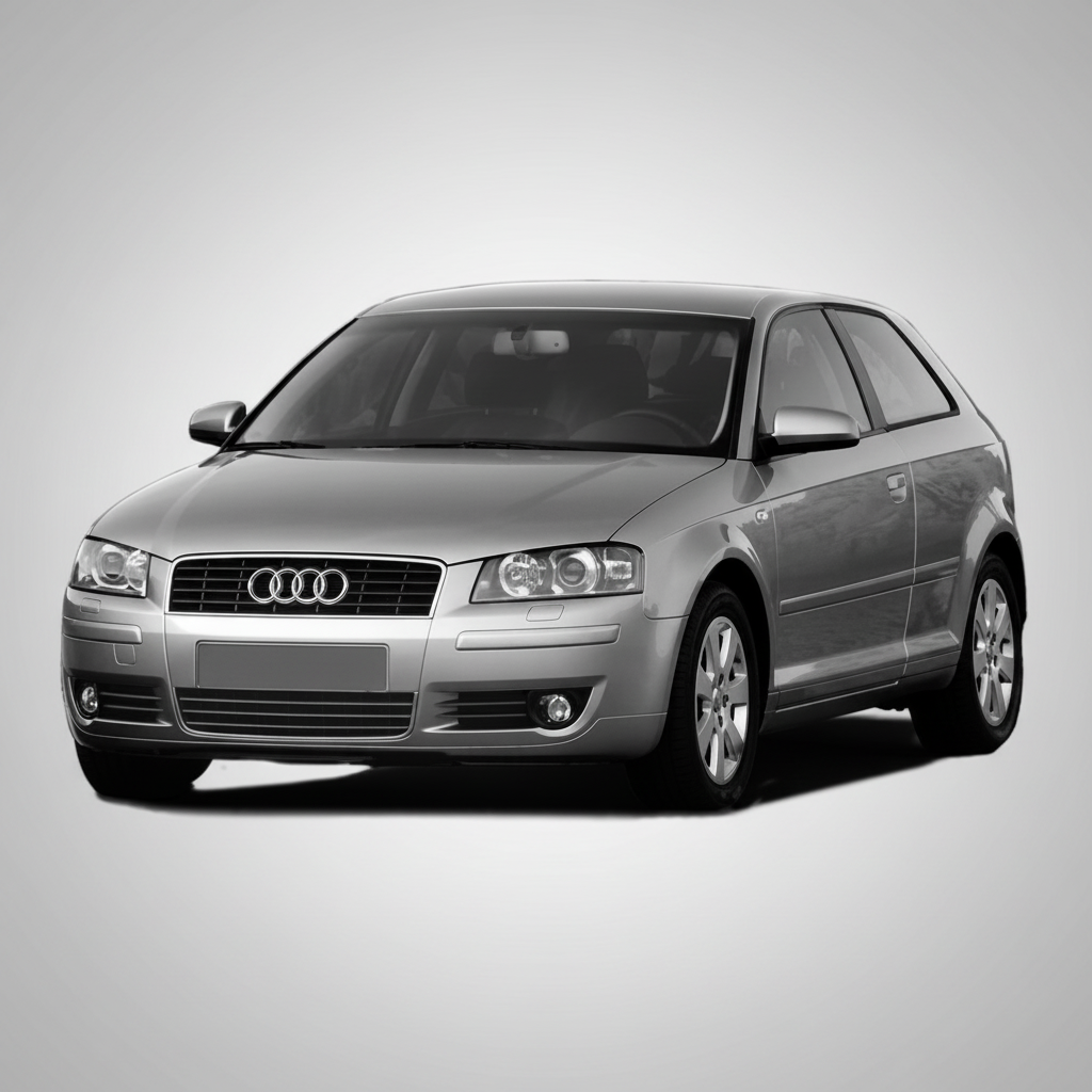 Silver Audi car on a white background
