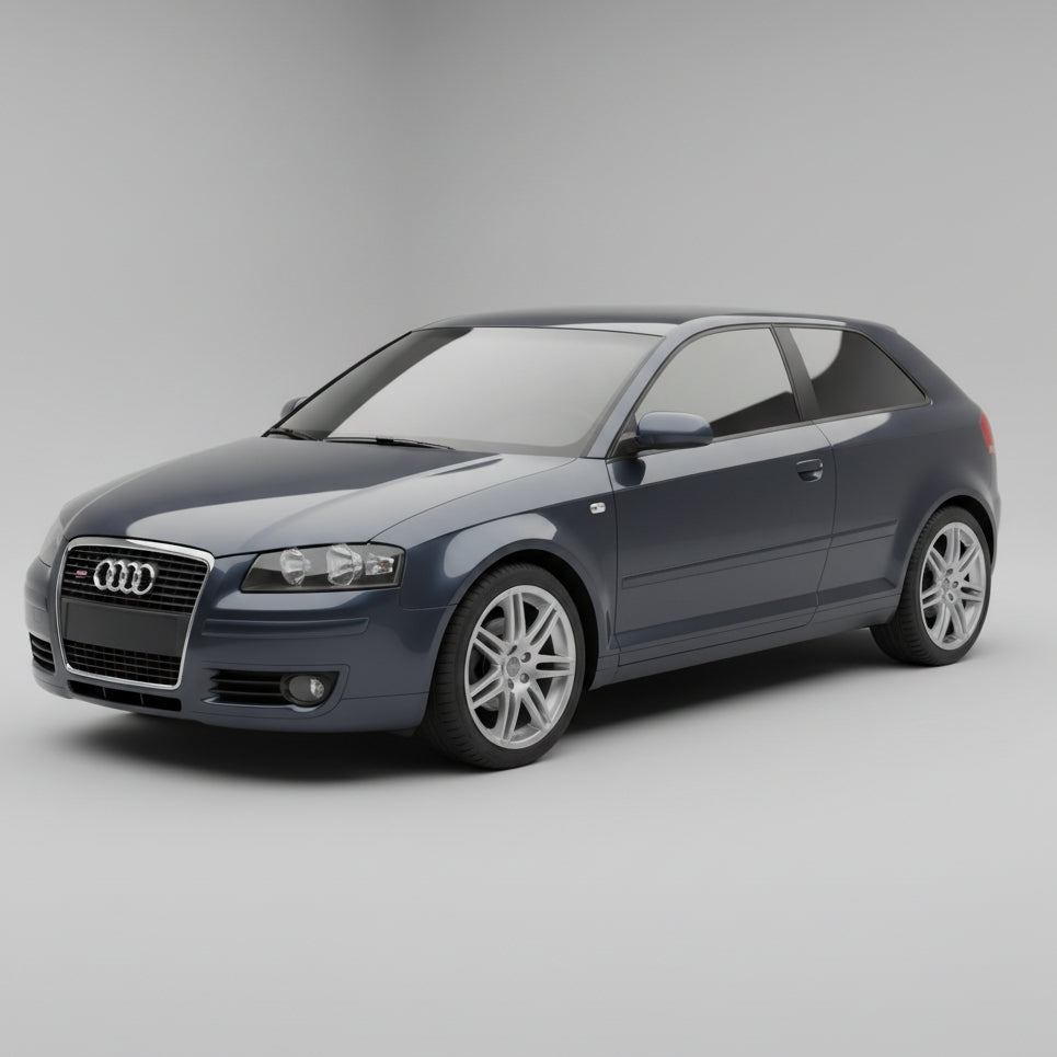 Gray Audi car on a gray background