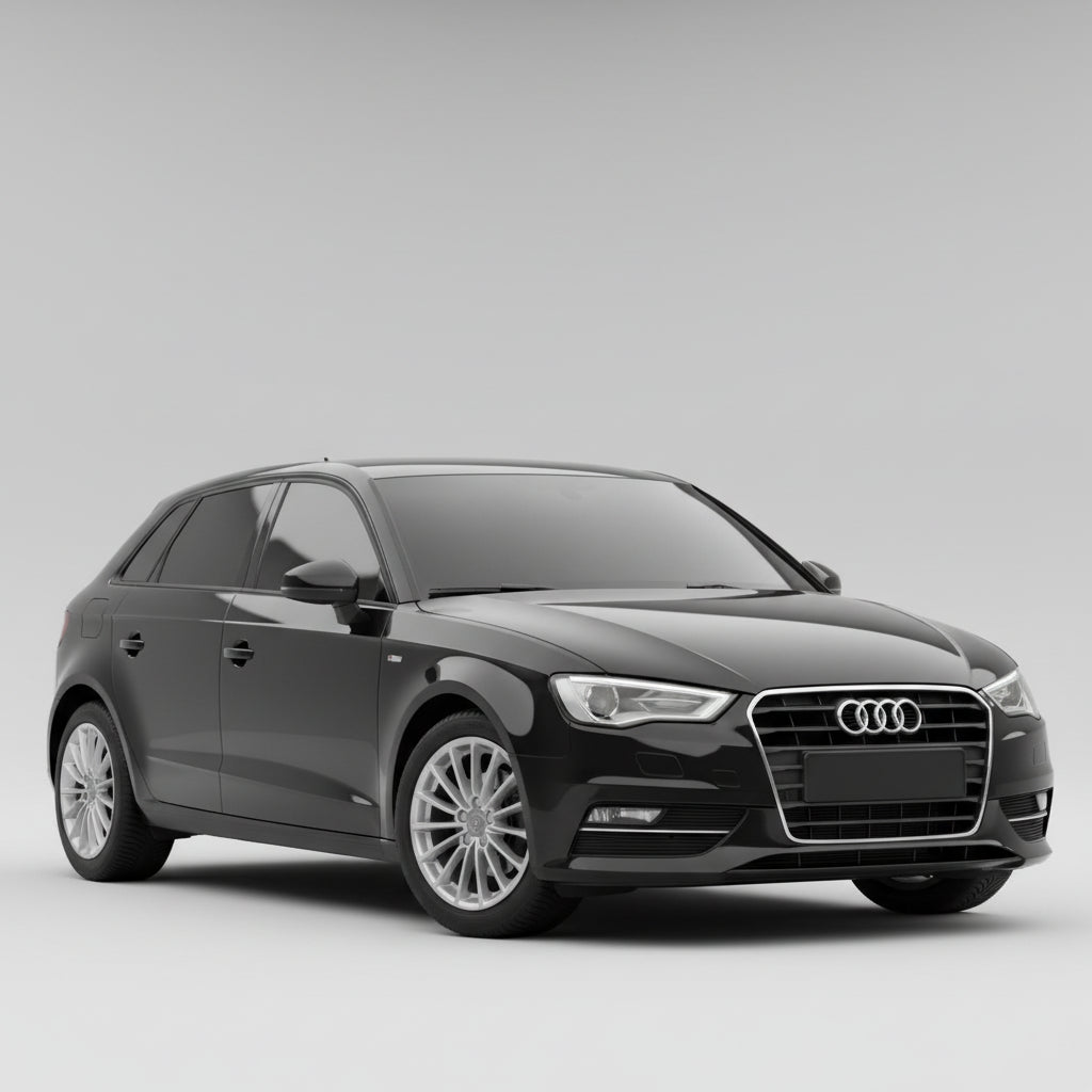 Black Audi car on a gray background