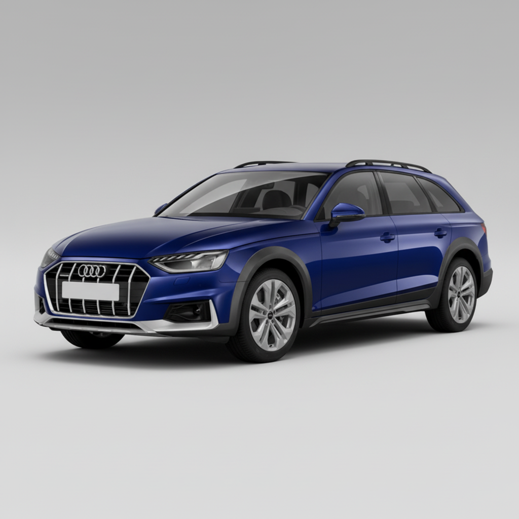 Blue Audi car on a white background