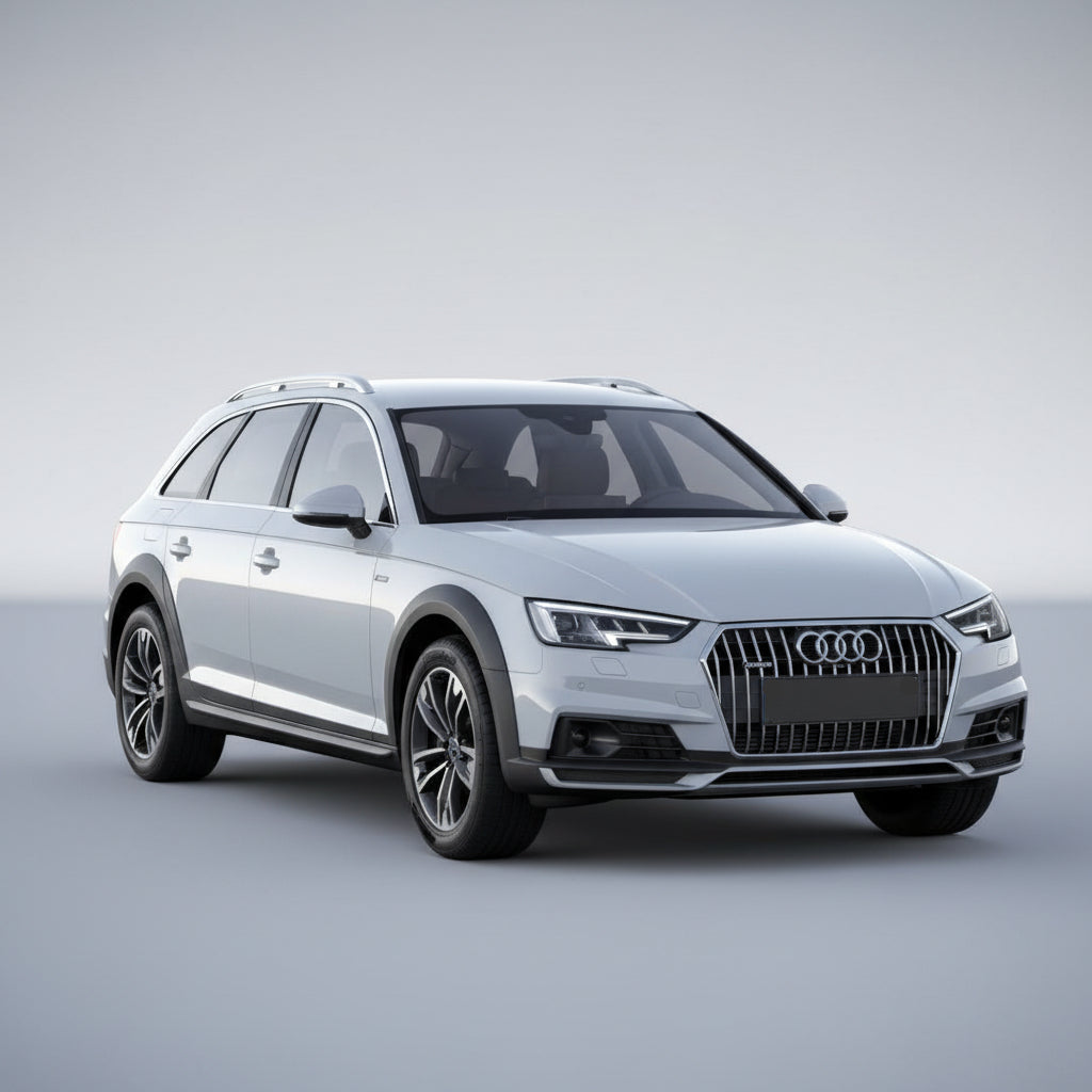 Silver Audi SUV on a gray background